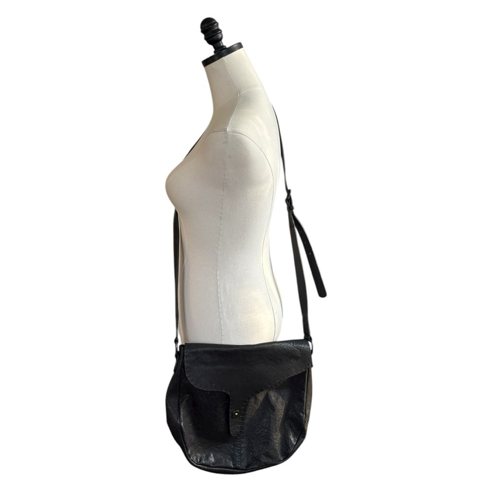 Johnny Farah crossbody medium size adjustable shoulder strap black leather bag - Picture 4 of 16